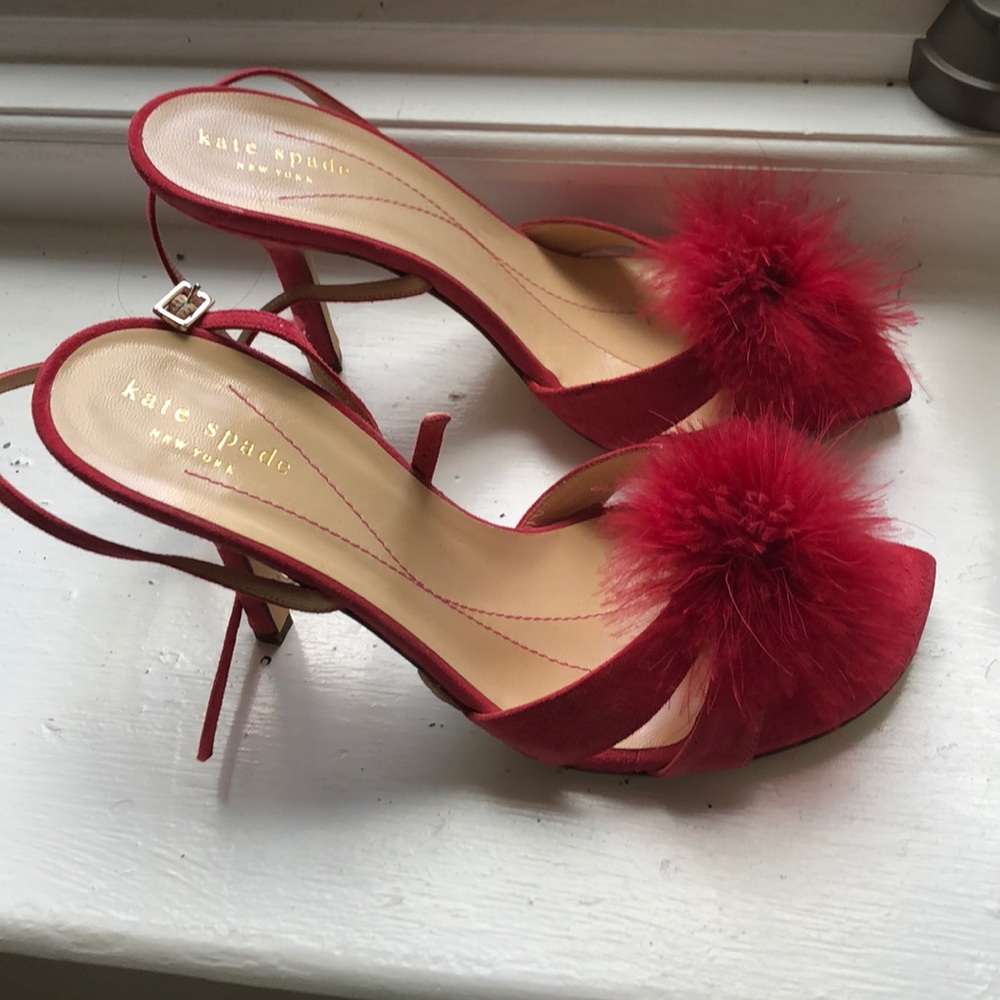 Kate spade suede with marabou Pom Pom